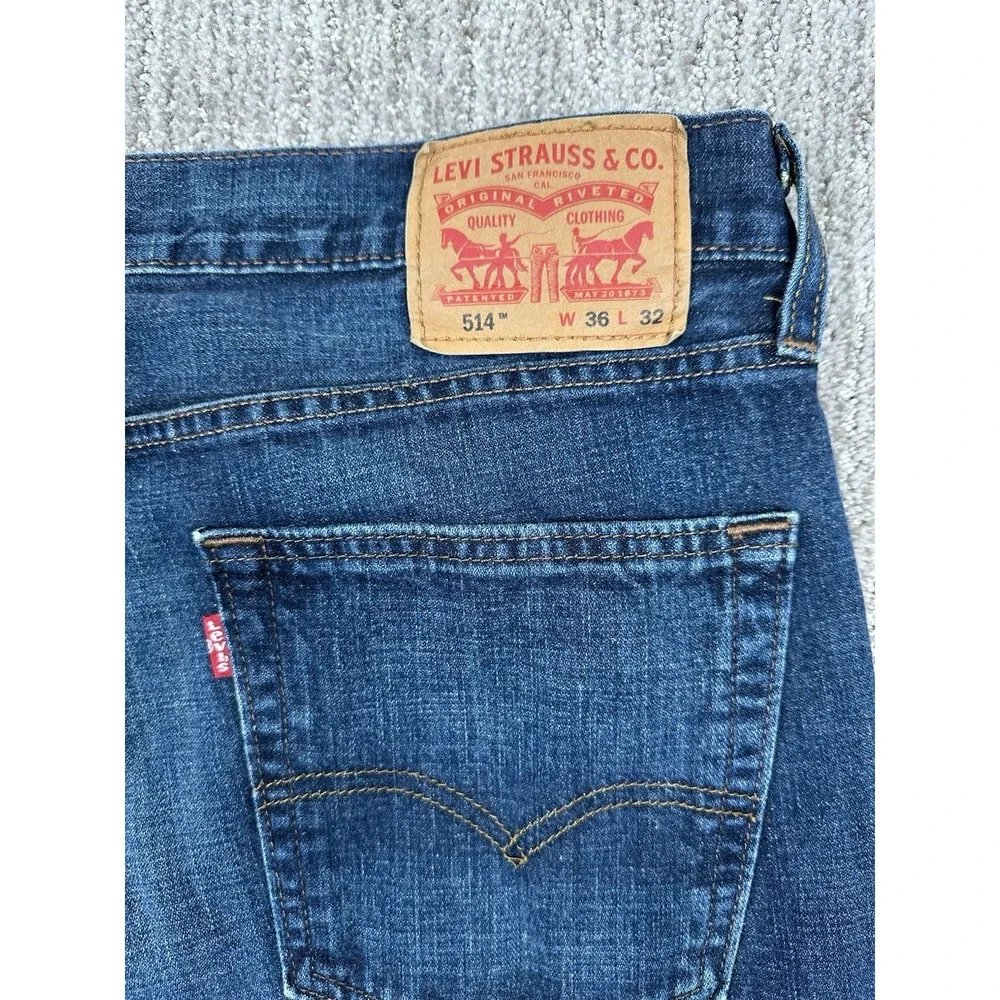 Levis 514 Straight Leg Jeans Men's 36x32 (fits 36x31.5) Medium Wash Blue Denim